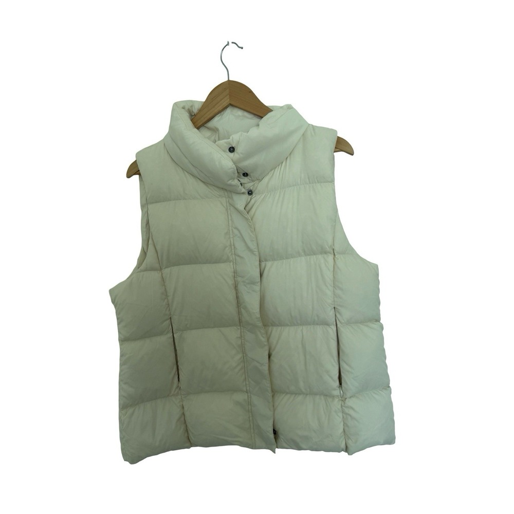 Eileen Fisher Down Puffer Vest Womens large Mock Neck  Travel Layer Light